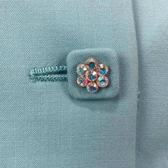 Moschino Blue w Beaded Buttons Belt Jacket - Picture 4 of 13